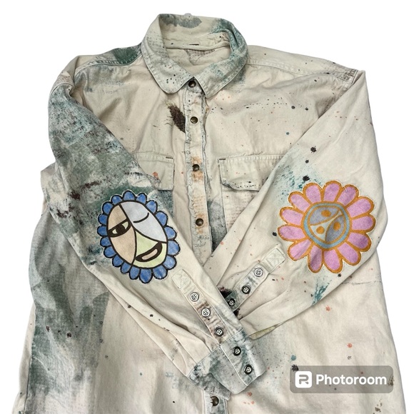 Free People Sunshine Fields Top Button Front XS Small - Picture 2 of 13